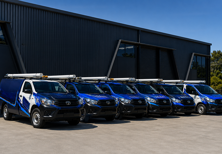 Fleet of Rookwood Blocked Drains plumbing vans