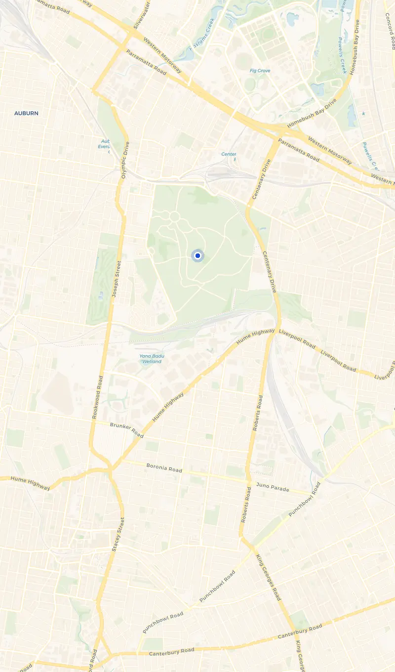 Map of the Rookwood service area and the surrounding suburbs we cover.